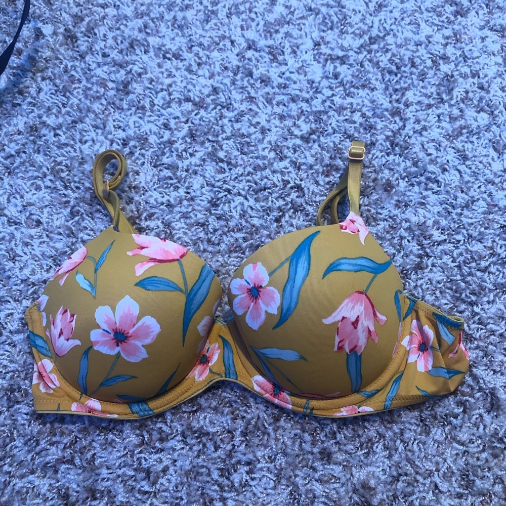 PINK lightly lined floral bra